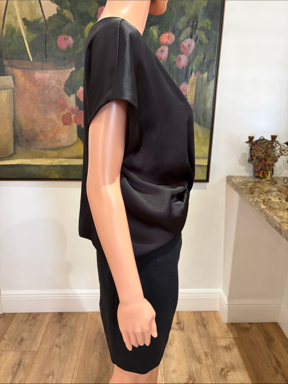 Zara black twist front satin crop top - Picture 3 of 9